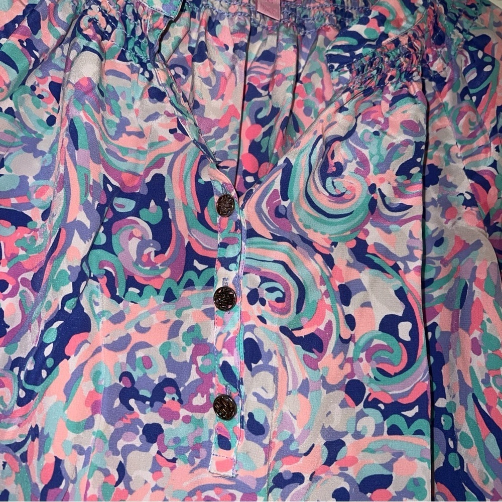 Lilly Pulitzer Elsa silk xxs purple pink colorful office work lightweight - Picture 5 of 7